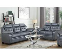 SquareBoxx Elysian 3+2 Modern Leather Sofa Set in Grey SquareBoxx Grey