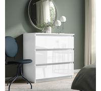 SquareBoxx Fairfield Gloss Minimalist Chest of Draws 3 Draw in White SquareBoxx White