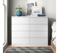 SquareBoxx Fairfield Matt Minimalist Chest of Draws 8 Draw in White SquareBoxx White