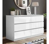 SquareBoxx Fairfield Minimalist Large Chest Of Drawers 6 Draw In Gloss White