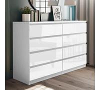 SquareBoxx Fairfield Minimalist Large Chest Of Drawers 8 Draw In Gloss White