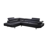 SQUAREBOXX Fidenza Leather Corner Sofa in Black - Left Hand Corner