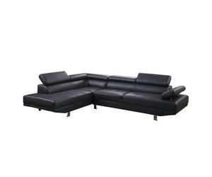 SQUAREBOXX Fidenza Leather Corner Sofa in Black - Left Hand Corner