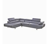 SQUAREBOXX Fidenza Leather Corner Sofa in Grey - Left Hand Corner