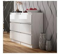 SquareBoxx Keaton Gloss White 6 Drawer Double Freestanding Chest Of Drawers (40 X 81 X 106Cm - D X H X W)