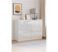 SquareBoxx Keaton Gloss White 7 Drawer Double Freestanding Chest Of Drawers (40 X 81 X 106Cm - D X H X W)