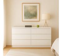 SquareBoxx Keaton Matt White 6 Drawer Double Freestanding Chest Of Drawers (40 X 77 X 106Cm - D X H X W)