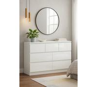 SquareBoxx Keaton Matt White 7 Drawer Double Freestanding Chest Of Drawers (40 X 81 X 106Cm - D X H X W)