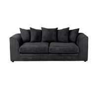 SquareBoxx Lennox Black Jumbo Cord Sofa 3 Seater