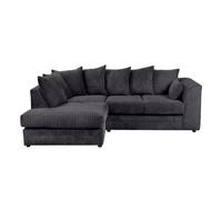 SquareBoxx Lennox Jumbo Cord Corner Sofa Left Hand Facing Chaise in Black SquareBoxx Black