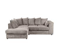 SquareBoxx Lennox Jumbo Cord Corner Sofa Left Hand Facing Chaise in Grey SquareBoxx Grey