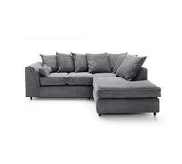 SquareBoxx Lennox Jumbo Cord Corner Sofa Right Hand Facing Chaise Grey