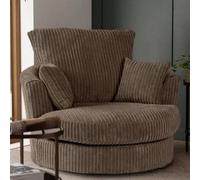 SquareBoxx Lennox Swivel Chair Cofee Jumbo Cord