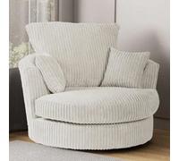 SquareBoxx Lennox Swivel Chair Cream Jumbo Cord