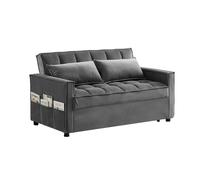 SQUAREBOXX Madrid Velvet 2 Seater Pullout Sofa Bed in Grey - 2 Seater