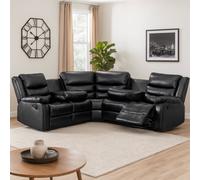 SquareBoxx Milano Corner Recliner Sofa Black Leather