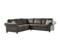 SQUAREBOXX Oakland Suede 4-5 Seater Corner Sofa in Charcoal Black Fabric - Black