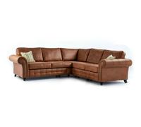 SQUAREBOXX Oakland Suede 4-5 Seater Corner Sofa in Tan Brown Fabric - Brown