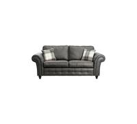SQUAREBOXX Oakland Suede Sofa 3+2 Seater Fabric Sofa in Charcoal Black - 3 Seater
