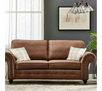 SQUAREBOXX Oakland Suede Sofa 3+2 Seater Fabric Sofa in Tan Brown - 3 Seater