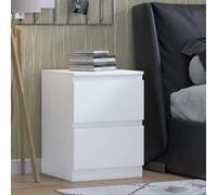 SquareBoxx Olivia Matt White 2 Drawer Freestanding Bedside Table - (H) 55Cm X (W) 40Cm X (D) 40Cm