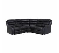 SQUAREBOXX Roma Leather Black 4-5 Seater Corner Recliner Sofa in Black - Corner Suite