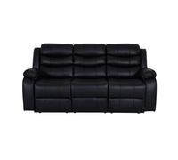 SQUAREBOXX Roma Leather Black Sofa 3+2 Seater Recliner Sofa in Black - 3 Seater