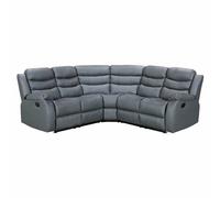 SQUAREBOXX Roma Leather Grey 4-5 Seater Corner Recliner Sofa in Grey - Corner Suite