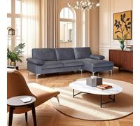 SquareBoxx Venosa Velvet Sectional Corner Right Sofa in Grey SquareBoxx Grey