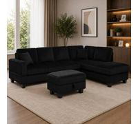 SquareBoxx Vienna Right Hand Facing Corner Sofa With Ottoman Footstool And Drop Down Table