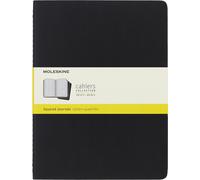 Moleskine Notebook, Squared Page Journal, Cardboard Cover, 16 Detachable Sheet, Set of 3 Journals, Format 19x25 cm, 120 Pages, Black Color