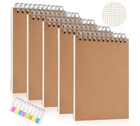 Squared Paper Notebook A6, 5 Pack 160 Pages/ 80 Sheets Grid Spiral Notebooks, 100gsm Paper Kraft Cover, Graph Paper Wirebound for Kids & Adults Journal,Composition, Diary, School & Office Supplies