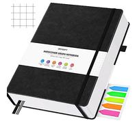 Squared Paper Notebook B5, 312 Numbered Pages Hardback Leather Journal, 100gsm No Bleed Grid Notebook with Index Pages, Graph Paper Notebook for Graphing Notes Math, 7.6'' X 10'', Black