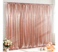 SquarePie 10x10ft Rose Gold Sequin Backdrop for Photography, Satin-Backed Real Sequin Curtain, Enhanced Coverage Shimmering Background with 4" Rod Pocket for Wedding, Birthday, Party Decor, 1 Panel
