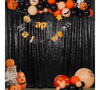 SquarePie Sequin Backdrop 10FT x 10FT Black Curtain Background for Photo Booth Photography Wedding Patry Decoration