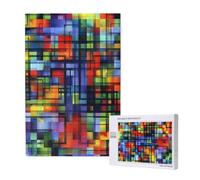 Squares And Rectangles Bright Geometric Abstract Personalised 1000 Piece Wooden Jigsaw Puzzle For Adults, Custom Portrait Picture