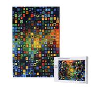 Squares And Rectangles Geometric Bright Abstract Personalised 1000 Piece Wooden Jigsaw Puzzle For Adults, Custom Portrait Picture