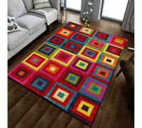 (Squares-Bright, 80cm x 150cm) Modern Design Hand Carved Runner Multi Colour Rugs