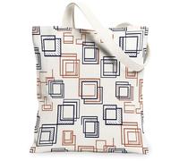 Squares Canvas Tote Bag for Women, Geometric Modern Rectangles Lines None Navy Washable Reusable Small Tote Bag Ideas for T, Navy, 13x15 Inch