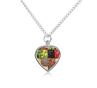 Squares of Fruits And Vegetables Eating Personalized Pet Urn Necklace Keepsake Urn Pendant Cremation Jewelry Gifts for Dog Cat Lover