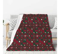 Squares Print Modern Xmas Flannel Blanket 203x152cm | Minimalist Art Throw For Indoor Festive Interior Styling