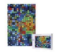 Squares Rectangles Geometric Bright Art Abstract Personalised 1000 Piece Wooden Jigsaw Puzzle For Adults, Custom Portrait Picture