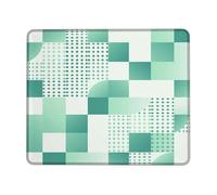 Squares Small Mouse Pad, Modern Geometric Dots Rectangles Teal Square Rubber Smooth Portable Cloth Mousepad Desk Accessories for Gaming Computer Laptop Square 8x10 Inch