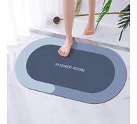 squarex Upgraded Thicken Rubber Non-Slip Quick Dry Rugs Under Door Super Absorbent Fashion Washable Oval Floor Bath Mat Easy Care Shower Rug for Outside Bathtub Shower Room - 16"x24"
