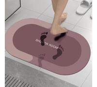 squarex Upgraded Thicken Rubber Non-Slip Quick Dry Rugs Under Door Super Absorbent Fashion Washable Oval Floor Bath Mat Easy Care Shower Rug for Outside Bathtub Shower Room - 16"x24"