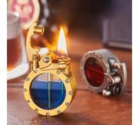 squarex Vintage Trench Lighter - Transparent Kerosene Lighter, Kerosene Copper Lighter, Personality Steampunk Lighter, Durable Cool Lighter with Visible Gas Tank, Great Gift for Men Husband