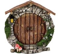 SquarezhenBo Fairy Garden Doors and Windows for Trees Miniature Fairy Gnome, Statues Wall and Trees Outdoor Wooden Doors and Windows in The Yard Garden Statues Outdoor Statues and Sculptures