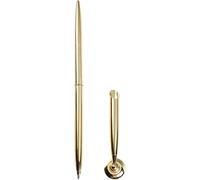 SquarezhenBo Gold Pen Round Pen Holder Signing Set Metal Attached To Desk Base Stands For Wedding Office Pens Ballpoint Pens Set Metal Ballpoint Pen Attached Base Stand Desk