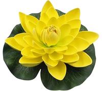 SquarezhenBo Yellow Artificial Lotus Flower Fake Floating Water Lily Fish Tank Ornament for Home Garden Patio Pond Aquarium Swimming Pool Wedding Decor