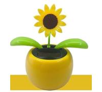 Yellow Solar Powered Dancing Flower, Plastic Solar Dancing Flowers Shaking Head Car Ornaments Solar Powered Car Toy for Car Office Desk Decoration